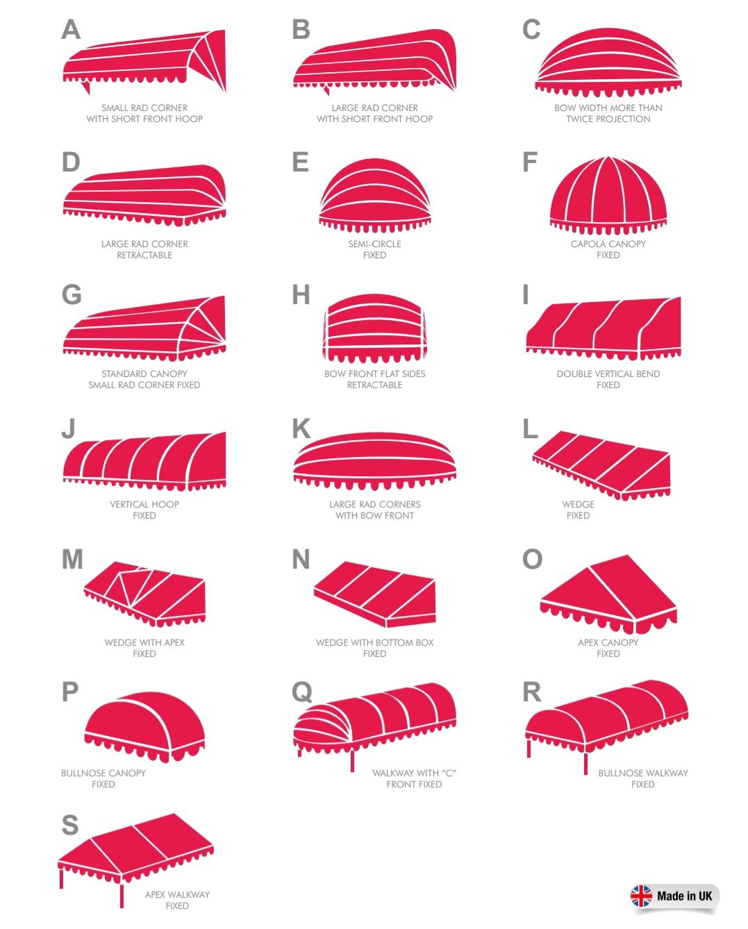 canopy types available from gs shades